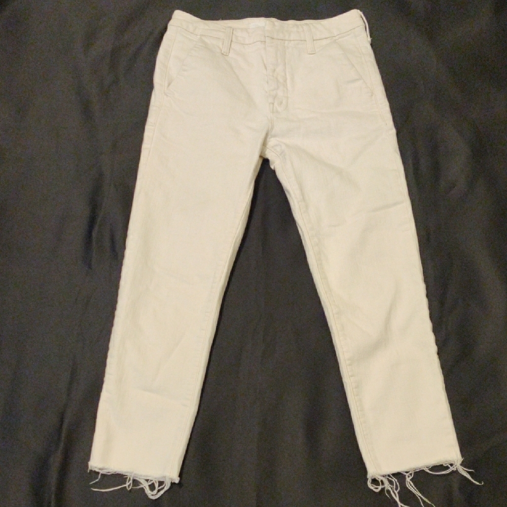 MOTHER. Women's White Frayed Hem Pants